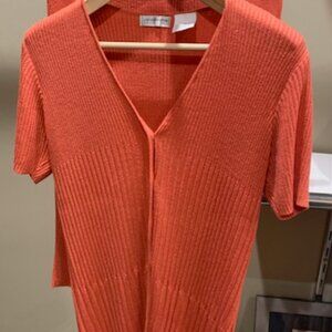 Liz Claiborne Women's Cantaloupe Acrylic Sweater & Knit Skirt Set M/L